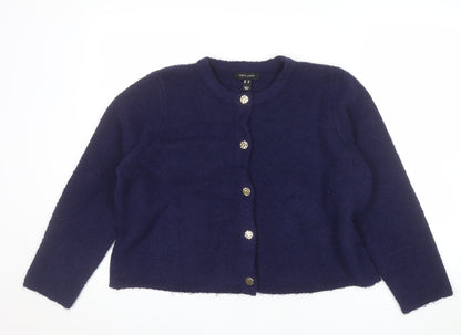 New Look Women's Blue Crew Neck Button Knit Cardigan Size 18