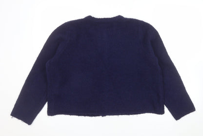 New Look Women's Blue Crew Neck Button Knit Cardigan Size 18