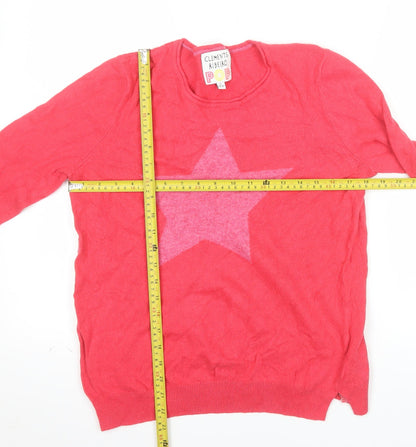 Clements Ribeiro Women Pink Star Pullover Jumper Size 16 Cotton Wool Blend