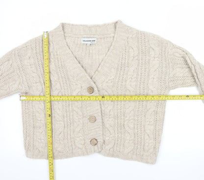 Collezione Gaia Womens Beige Wool Blend Chunky Knit Cardigan S