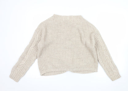 Collezione Gaia Womens Beige Wool Blend Chunky Knit Cardigan S
