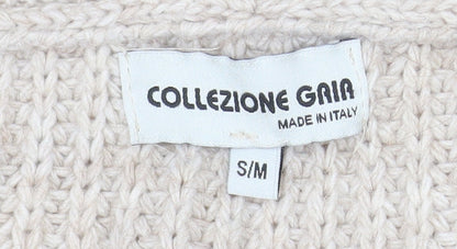 Collezione Gaia Womens Beige Wool Blend Chunky Knit Cardigan S