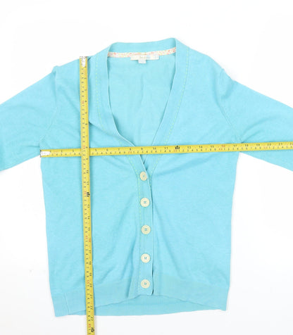 Boden Women's Blue Cotton V-Neck Cardigan Size 12
