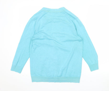 Boden Women's Blue Cotton V-Neck Cardigan Size 12