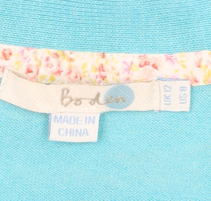 Boden Women's Blue Cotton V-Neck Cardigan Size 12