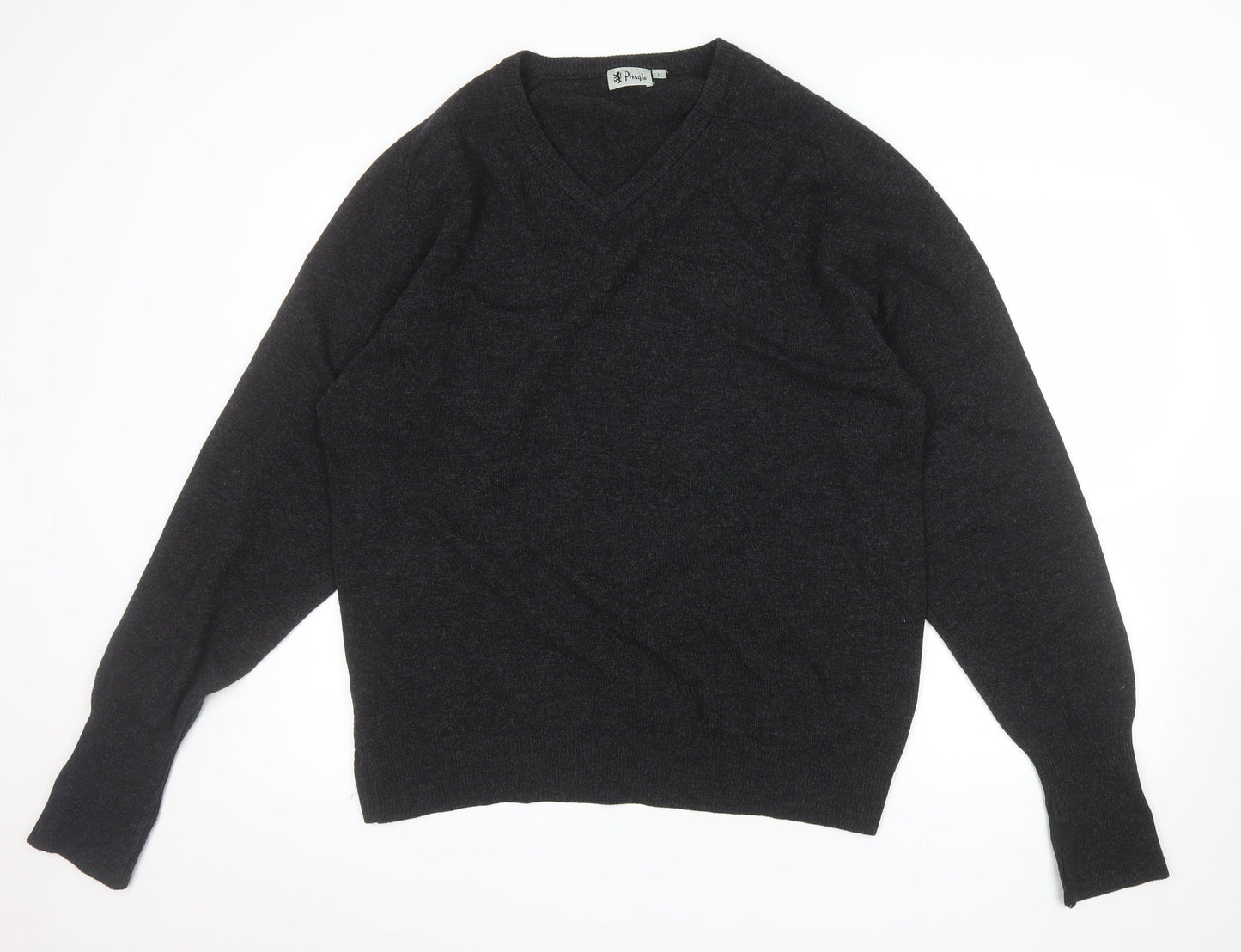Pringle Men’s Black Pure Wool V-Neck Jumper Size L Classic Knit