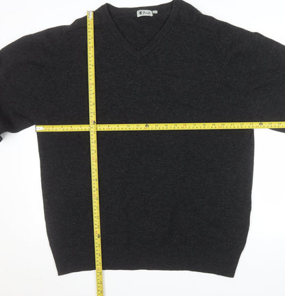 Pringle Men’s Black Pure Wool V-Neck Jumper Size L Classic Knit