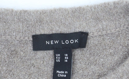 New Look Womens Beige Long Sleeve Button Knit Cardigan Size 18