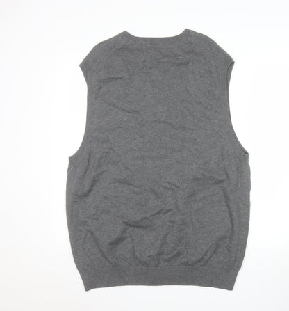 IZOD Men’s Grey Cotton V-Neck Sleeveless Vest Jumper XL