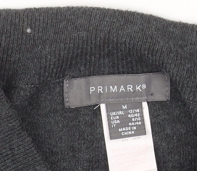 Primark Womens Grey Long Knit Button Front Pencil Skirt Size M 12/14