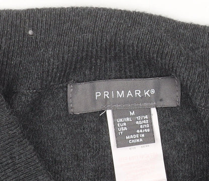 Primark Womens Grey Long Knit Button Front Pencil Skirt Size M 12/14