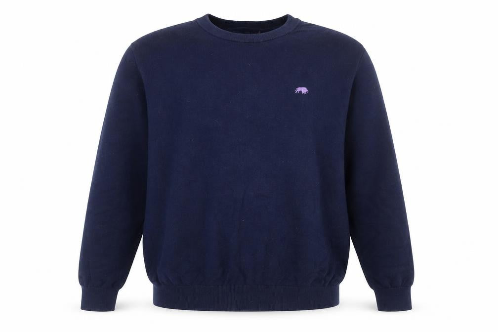 Raging Bull Men's Blue Cotton Crew Neck Pullover Jumper XL