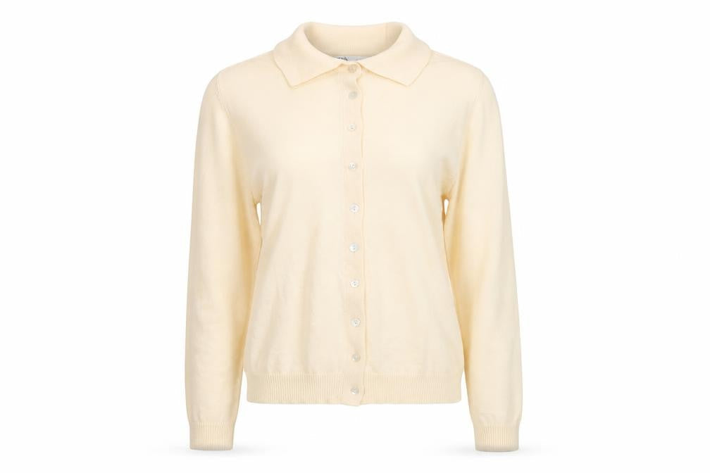 Zara Women Beige Collared Button Cardigan Wool Blend S