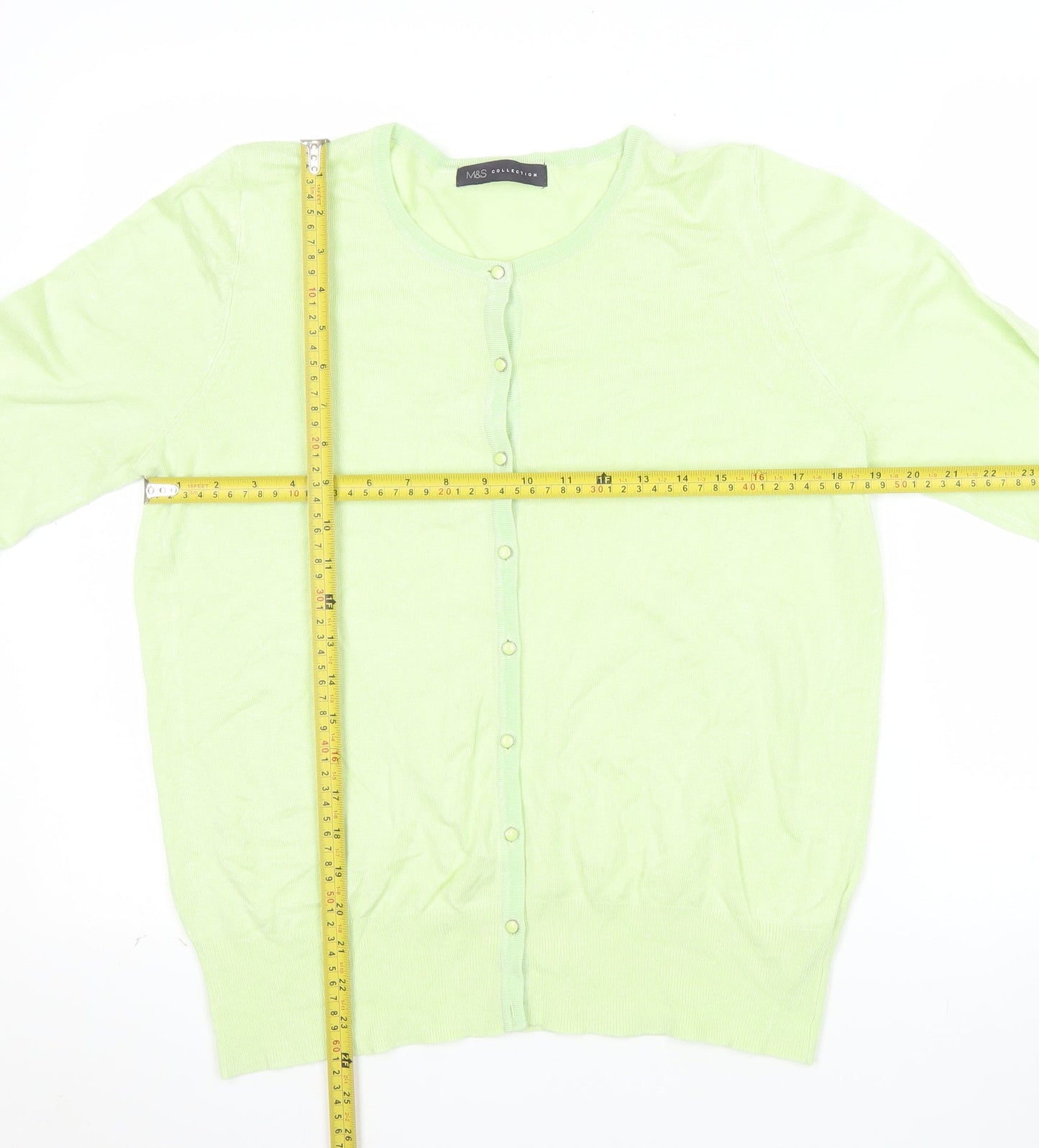 Marks and Spencer Women Green Cardigan Size 16 Viscose Blend