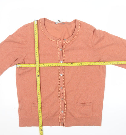 Laura Ashley Women's Orange Cotton Knit Cardigan Size 14
