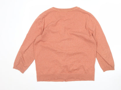 Laura Ashley Women's Orange Cotton Knit Cardigan Size 14