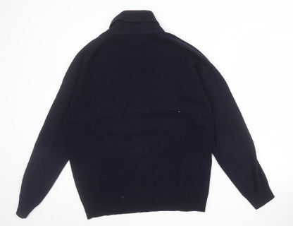 Alan Paine Men's Blue Roll Neck Lambswool Jumper Size L