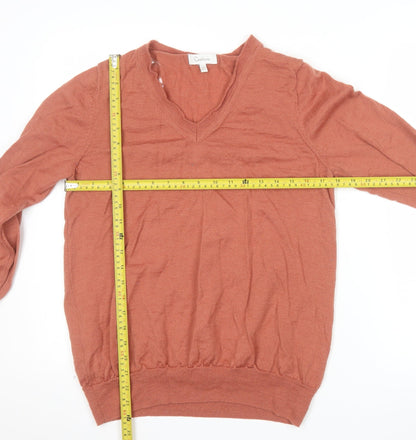 Capture Men's Brown L V-Neck Pure Merino Wool Jumper