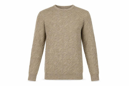 Marks & Spencer Men’s Beige XS Cable-Knit Crew Neck Jumper