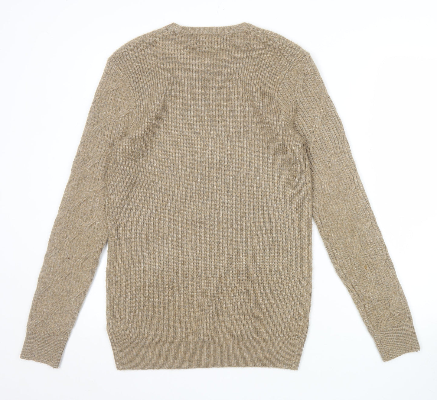 Marks and Spencer Men’s Beige XS Cable-Knit Crew Neck Jumper