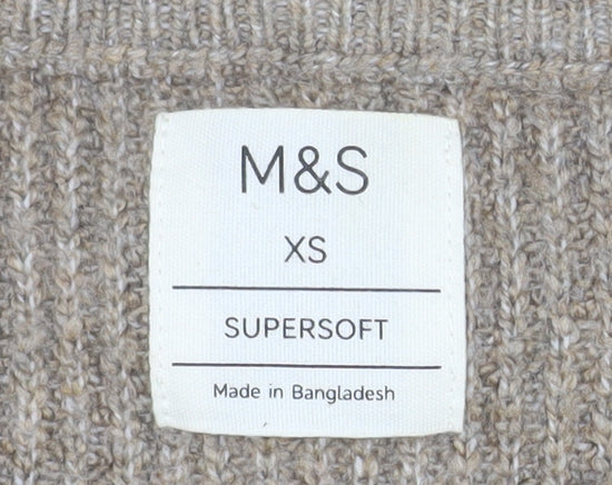 Marks and Spencer Men’s Beige XS Cable-Knit Crew Neck Jumper
