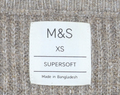 Marks and Spencer Men’s Beige XS Cable-Knit Crew Neck Jumper