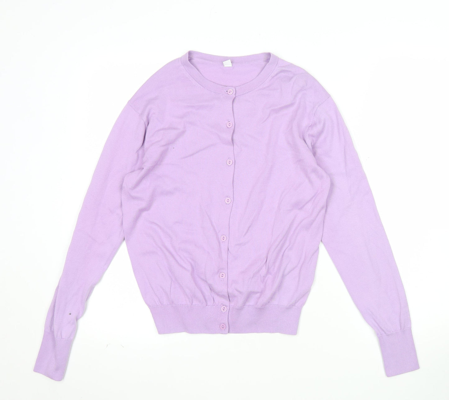 UNIQLO Women Purple Cotton Crew Neck Long Sleeve Cardigan S