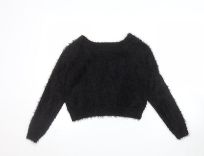 Miss Selfridge Women’s Black Fuzzy Knit Jumper Size 10
