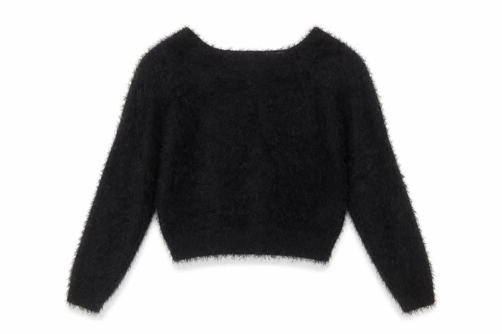 Miss Selfridge Women’s Black Fuzzy Knit Jumper Size 10