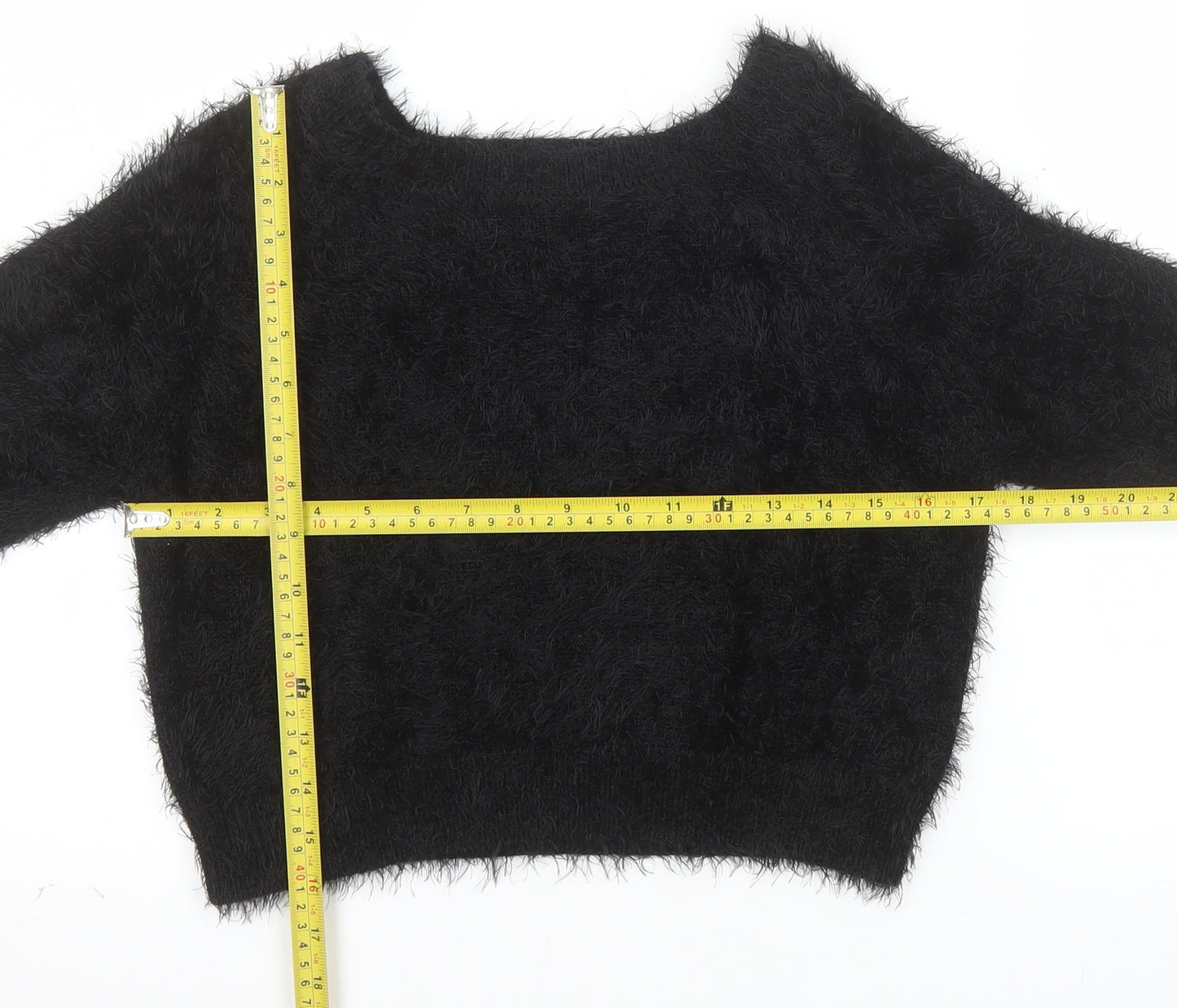 Miss Selfridge Women’s Black Fuzzy Knit Jumper Size 10