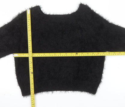Miss Selfridge Women’s Black Fuzzy Knit Jumper Size 10