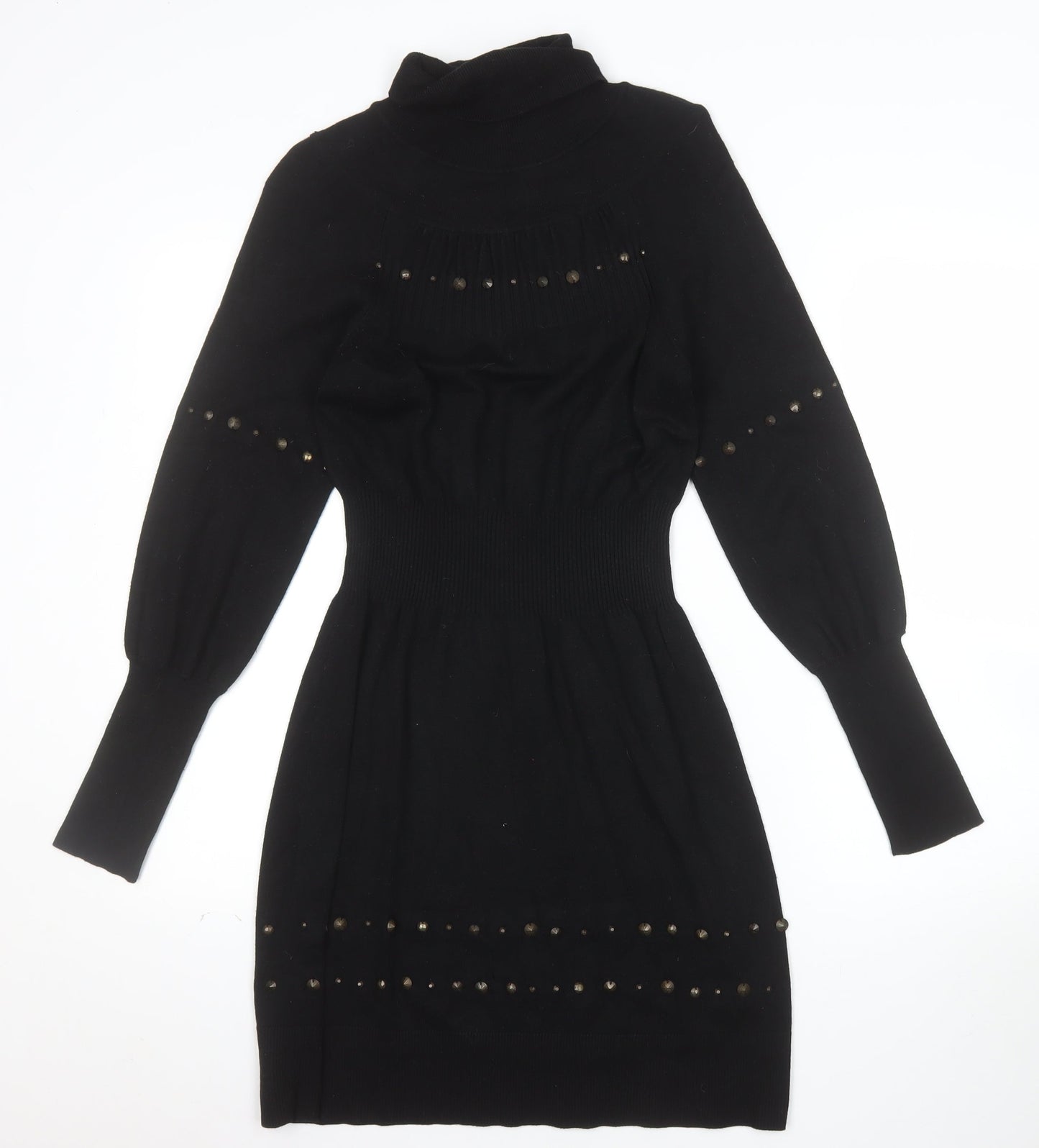 b.young Women's Black Knit Bodycon Roll Neck Dress Size M