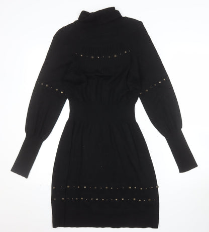 b.young Women's Black Knit Bodycon Roll Neck Dress Size M