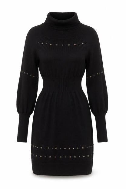 b.young Women's Black Knit Bodycon Roll Neck Dress Size M