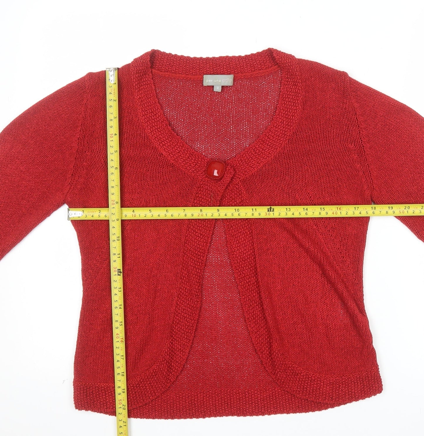 Marks and Spencer Per Una Red Knit Cardigan Women Size 12 Button Trim
