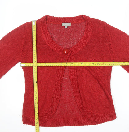 Marks and Spencer Per Una Red Knit Cardigan Women Size 12 Button Trim