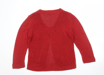 Marks and Spencer Per Una Red Knit Cardigan Women Size 12 Button Trim