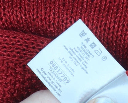 Marks and Spencer Per Una Red Knit Cardigan Women Size 12 Button Trim