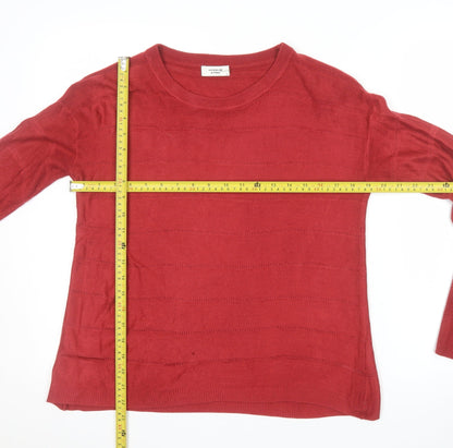 Jacqueline de Yong Women Red Acrylic Crew Neck Jumper Size S