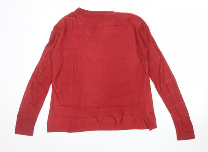 Jacqueline de Yong Women Red Acrylic Crew Neck Jumper Size S