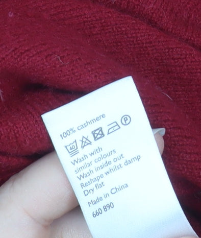 John Lewis Womens Red 100% Cashmere Crew Neck Jumper Size 12