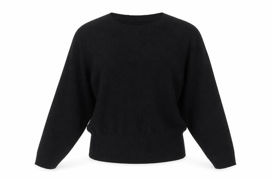 b.young Women's Black Boat Neck Knit Jumper Medium