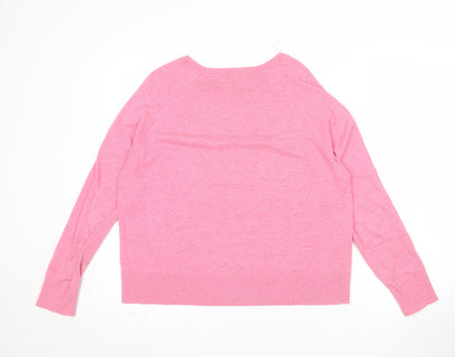 MNG Women’s Pink Knit Long Sleeve Pullover Jumper Size 12