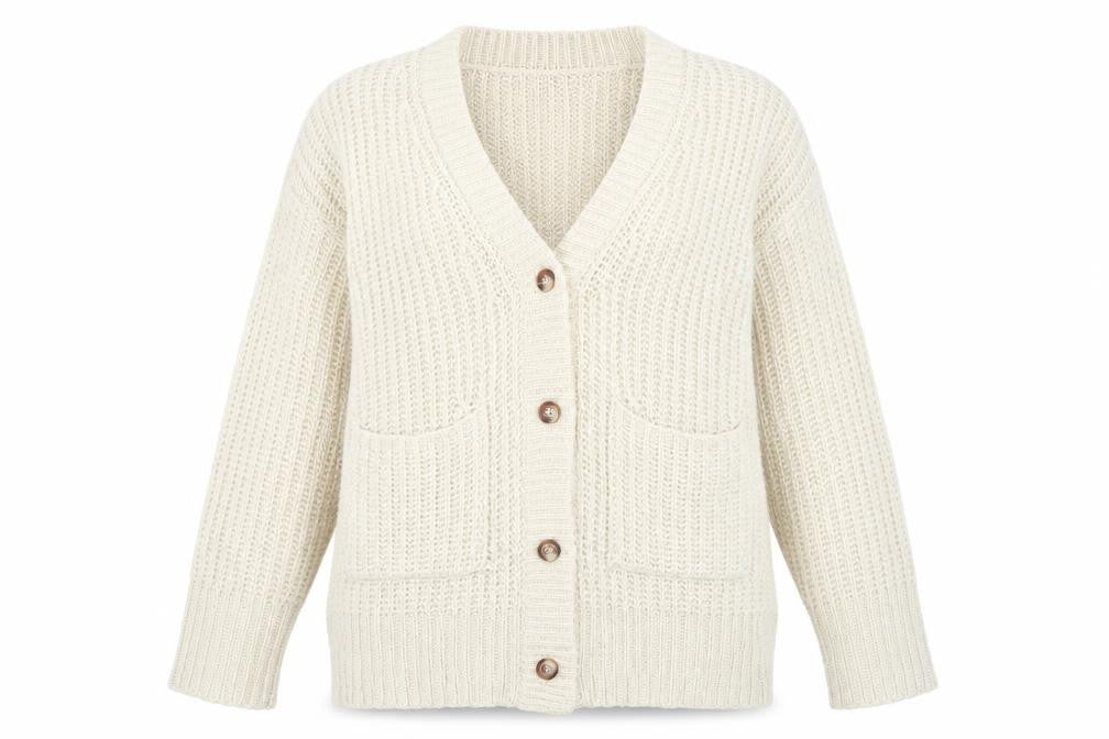 Boohoo Women’s Beige L Chunky Knit Button Cardigan