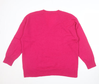 Marks and Spencer Autograph Women’s Pink Large V-Neck Beaded Cashmere Jumper