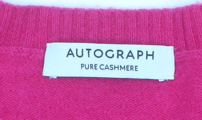 Marks and Spencer Autograph Women’s Pink Large V-Neck Beaded Cashmere Jumper
