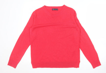 Marks and Spencer Womens Red Size 12 Acrylic Crew Neck Jumper