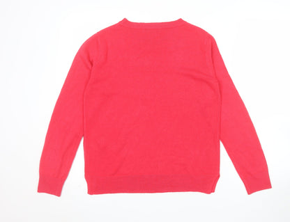 Marks and Spencer Womens Red Size 12 Acrylic Crew Neck Jumper