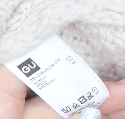 GU Womens Beige Cable Knit Button Cardigan M Chunky Knit Jumper
