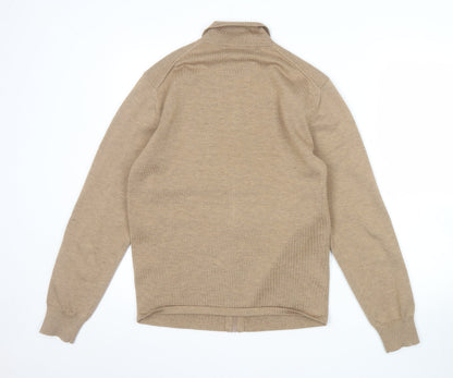 French Connection Men's Beige XS Full Zip Collared Jumper
